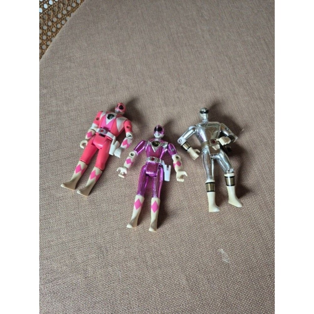 Bandai Mighty Morphin Power Rangers 1995, 96, 98 Silver and Pink Metallic